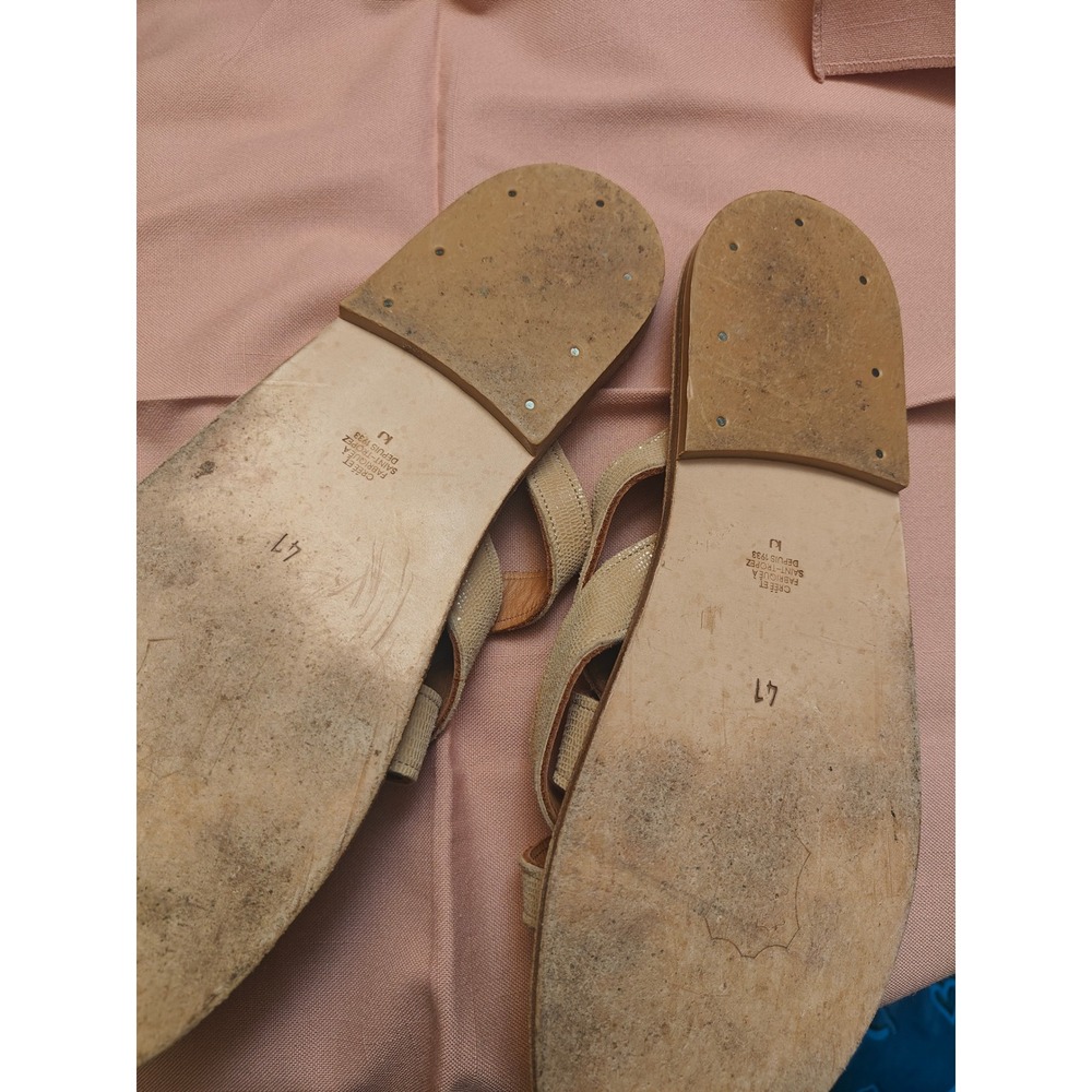 K.Jacques Saint-Tropez Womens Beige Lizard Embossed Leather Strappy Sandals 41 - Picture 4 of 6